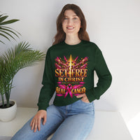 Load image into Gallery viewer, Set Free in Christ Breast Cancer Awareness Crewneck Sweatshirt