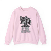 Load image into Gallery viewer, God &amp; Country American Flag Crewneck Sweatshirt