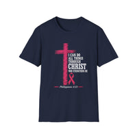 Load image into Gallery viewer, I Can Do All Things Through Christ Pink Ribbon T-Shirt | Philippians 4:13 Breast Cancer Awareness Christian Tee