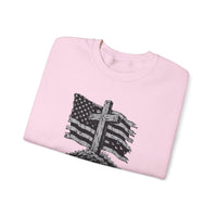Load image into Gallery viewer, God &amp; Country American Flag Crewneck Sweatshirt