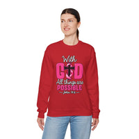 Load image into Gallery viewer, With God All Things Are Possible Faith Crewneck Sweatshirt