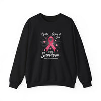 Load image into Gallery viewer, By the Grace of God I'm a Survivor Breast Cancer Awareness Sweatshirt