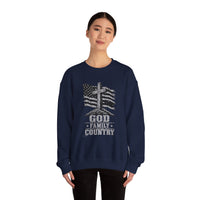 Load image into Gallery viewer, God &amp; Country American Flag Crewneck Sweatshirt