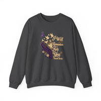 Load image into Gallery viewer, I Will Remember For You Alzheimer's Christian Sweatshirt | Isaiah 49:15 Purple Ribbon Dove Tee