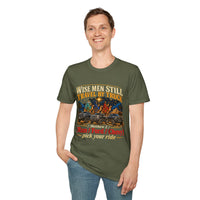 Load image into Gallery viewer, Wise Men Still Travel by Truck T-Shirt – Ram Ford Chevy Christmas Design