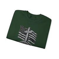 Load image into Gallery viewer, God &amp; Country American Flag Crewneck Sweatshirt