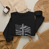 Load image into Gallery viewer, God &amp; Country American Flag Crewneck Sweatshirt