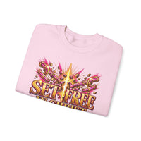 Load image into Gallery viewer, Set Free in Christ Breast Cancer Awareness Crewneck Sweatshirt