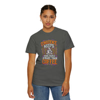 Load image into Gallery viewer, Conscience Keeps More People Awake Than Coffee T-Shirt — Funny Coffee Lover Tee
