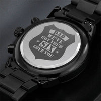 Load image into Gallery viewer, Men's Engraved Watch, We've Got Your Six, Charcoal Black, Gift Watch