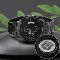 Load image into Gallery viewer, Men's Engraved Watch, We've Got Your Six, Charcoal Black, Gift Watch