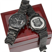 Load image into Gallery viewer, Men's Engraved Watch, We've Got Your Six, Charcoal Black, Gift Watch