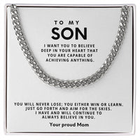 Load image into Gallery viewer, To my Son, You will never lose; you either win or learn