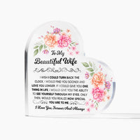 Load image into Gallery viewer, TO MY BEAUTIFUL WIFE ACRYLIC HEART PLAQUE
