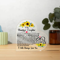 Load image into Gallery viewer, TO MY DAUGHTER PROUD ACRYLIC HEART PLAQUE