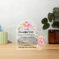 Load image into Gallery viewer, TO MY BEAUTIFUL WIFE ACRYLIC HEART PLAQUE