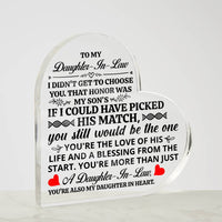 Load image into Gallery viewer, TO MY DAUGHTER IN LAW HONOR HEART ACRYLIC PLAQUE