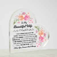 Load image into Gallery viewer, TO MY BEAUTIFUL WIFE ACRYLIC HEART PLAQUE