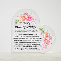 Load image into Gallery viewer, TO MY BEAUTIFUL WIFE ACRYLIC HEART PLAQUE