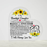 Load image into Gallery viewer, TO MY DAUGHTER PROUD ACRYLIC HEART PLAQUE