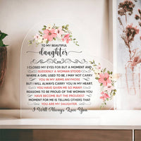Load image into Gallery viewer, To My Beautiful Daughter Acrylic Heart Plaque