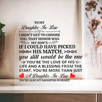 Load image into Gallery viewer, TO MY DAUGHTER IN LAW HONOR HEART ACRYLIC PLAQUE