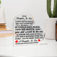 Load image into Gallery viewer, TO MY DAUGHTER IN LAW HONOR HEART ACRYLIC PLAQUE
