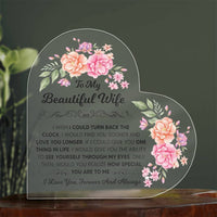 Load image into Gallery viewer, TO MY BEAUTIFUL WIFE ACRYLIC HEART PLAQUE