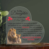 Load image into Gallery viewer, TO MY DAUGHTER OLD LION HEART ACRYLIC PLAQUE