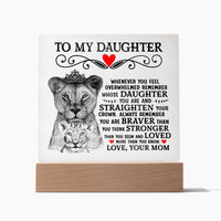 Load image into Gallery viewer, TO MY DAUGHTER LION CROWN ACRYLIC SQUARE PLAQUE