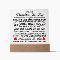 Load image into Gallery viewer, TO MY DAUGHTER IN LAW HONOR SQUARE ACRYLIC