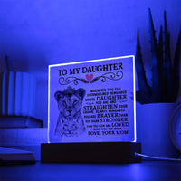 Load image into Gallery viewer, TO MY DAUGHTER LION CROWN ACRYLIC SQUARE PLAQUE