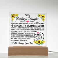 Load image into Gallery viewer, TO MY DAUGHTER SQUARE ACRYLIC PLAQUE