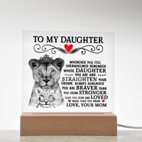 Load image into Gallery viewer, TO MY DAUGHTER LION CROWN ACRYLIC SQUARE PLAQUE