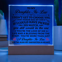 Load image into Gallery viewer, TO MY DAUGHTER IN LAW HONOR SQUARE ACRYLIC