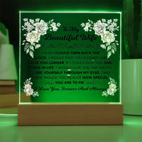 Load image into Gallery viewer, TO MY BEAUTIFUL WIFE SQUARE ACRYLIC PLAQUE