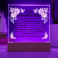 Load image into Gallery viewer, TO MY BEAUTIFUL WIFE SQUARE ACRYLIC PLAQUE