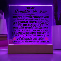 Load image into Gallery viewer, TO MY DAUGHTER IN LAW HONOR SQUARE ACRYLIC