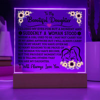 Load image into Gallery viewer, TO MY DAUGHTER SQUARE ACRYLIC PLAQUE