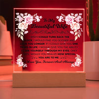 Load image into Gallery viewer, TO MY BEAUTIFUL WIFE SQUARE ACRYLIC PLAQUE