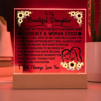 Load image into Gallery viewer, TO MY DAUGHTER SQUARE ACRYLIC PLAQUE