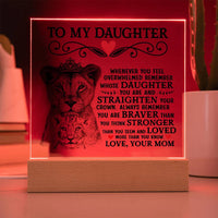 Load image into Gallery viewer, TO MY DAUGHTER LION CROWN ACRYLIC SQUARE PLAQUE