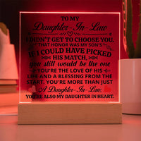 Load image into Gallery viewer, TO MY DAUGHTER IN LAW HONOR SQUARE ACRYLIC