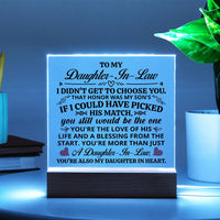 Load image into Gallery viewer, TO MY DAUGHTER IN LAW HONOR SQUARE ACRYLIC