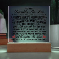 Load image into Gallery viewer, TO MY DAUGHTER IN LAW HONOR SQUARE ACRYLIC