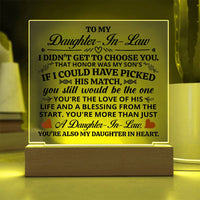 Load image into Gallery viewer, TO MY DAUGHTER IN LAW HONOR SQUARE ACRYLIC