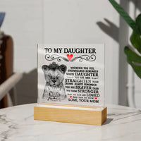 Load image into Gallery viewer, TO MY DAUGHTER LION CROWN ACRYLIC SQUARE PLAQUE