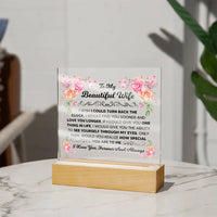 Load image into Gallery viewer, TO MY BEAUTIFUL WIFE SQUARE ACRYLIC PLAQUE 1