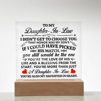 Load image into Gallery viewer, TO MY DAUGHTER IN LAW HONOR SQUARE ACRYLIC