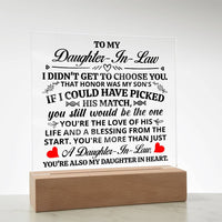 Load image into Gallery viewer, TO MY DAUGHTER IN LAW HONOR SQUARE ACRYLIC